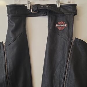 Harley-Davidson Black Leather Chaps with Belt